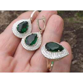 Гарнитур Серебряное Кольцо 15072 / Серебряные Серьги 25072 / Серебряный Подвес 35072