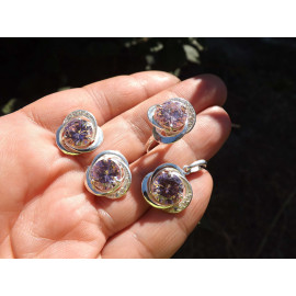 Гарнитур Серебряное Кольцо 15078 / Серебряные Серьги 25078 / Серебряный Подвес 35078