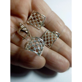 Гарнитур Серебряное Кольцо 15086 / Серебряные Серьги 25086 / Серебряный Подвес 35086