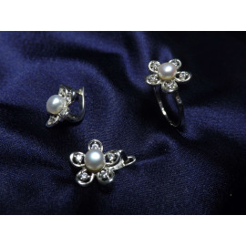 Гарнитур Серебряное Кольцо 15091 / Серебряные Серьги 25091