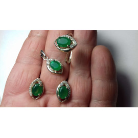 Гарнитур Серебряное Кольцо 15100 / Серебряные Серьги 25100 / Серебряный Подвес 35100