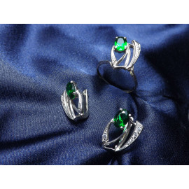 Гарнитур Серебряное Кольцо 15101 / Серебряные Серьги 25101