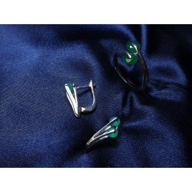 Гарнитур Серебряное Кольцо 15105 / Серебряные Серьги 25105