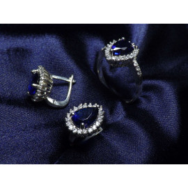 Гарнитур Серебряное Кольцо 15106 / Серебряные Серьги 25106