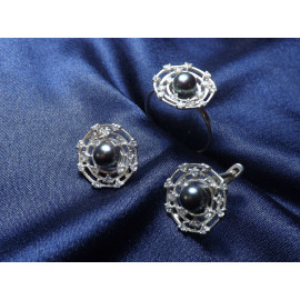 Гарнитур Серебряное Кольцо 15109 / Серебряные Серьги 25109