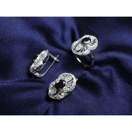 Гарнитур Серебряное Кольцо 15112 / Серебряные Серьги 25112