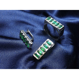 Гарнитур Серебряное Кольцо 15114 / Серебряные Серьги 25114