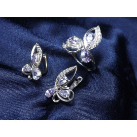 Гарнитур Серебряное Кольцо 15119 / Серебряные Серьги 25119