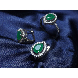 Гарнитур Серебряное Кольцо 15121 / Серебряные Серьги 25121