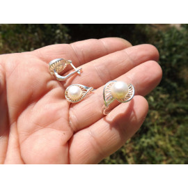 Гарнитур Серебряное Кольцо 15131 / Серебряные Серьги 25131