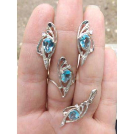 Гарнитур Серебряное Кольцо 15132 / Серебряные Серьги 25132 / Серебряный Подвес 35132