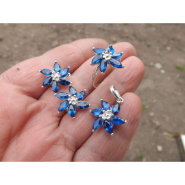 Гарнитур Серебряное Кольцо 15133 / Серебряные Серьги 25133 / Серебряный Подвес 35133