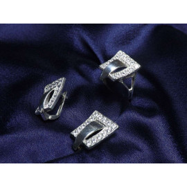 Гарнитур Серебряное Кольцо 15135 / Серебряные Серьги 25135 