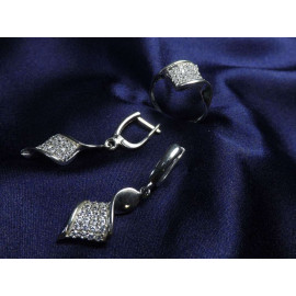 Гарнитур Серебряное Кольцо 15137 / Серебряные Серьги 25137