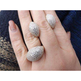 Гарнитур Серебряное Кольцо 15146 / Серебряные Серьги 25146