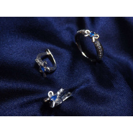 Гарнитур Серебряное Кольцо 15155 / Серебряные Серьги 25155