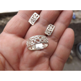 Гарнитур Серебряное Кольцо 15156 / Серебряные Серьги 25156