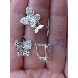 Гарнитур Серебряное Кольцо 15174 / Серебряные Серьги 25174