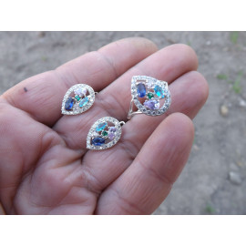 Гарнитур Серебряное Кольцо 15183 / Серебряные Серьги 25183 / Серебряный Подвес 35183