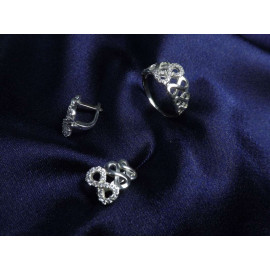 Гарнитур Серебряное Кольцо 15187 / Серебряные Серьги 25187