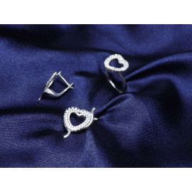 Гарнитур Серебряное Кольцо 15198 / Серебряные Серьги 25198