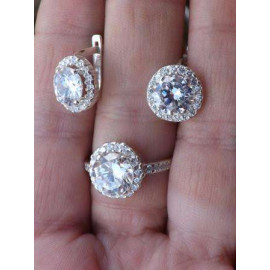 Гарнитур Серебряное Кольцо 15210 / Серебряные Серьги 25210