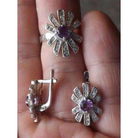 Гарнитур Серебряное Кольцо 15211 / Серебряные Серьги 25211