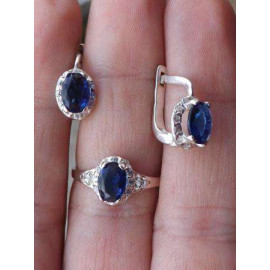 Гарнитур Серебряное Кольцо 15214 / Серебряные Серьги 25214