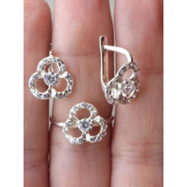 Гарнитур Серебряное Кольцо 15218 / Серебряные Серьги 25218