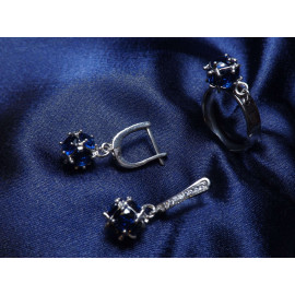 Гарнитур Серебряное Кольцо 15227 / Серебряные Серьги 25227