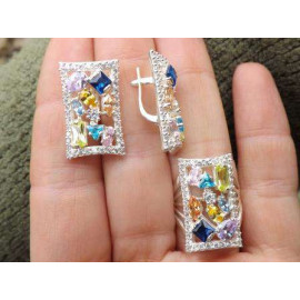 Гарнитур Серебряное Кольцо 15230 / Серебряные Серьги 25230