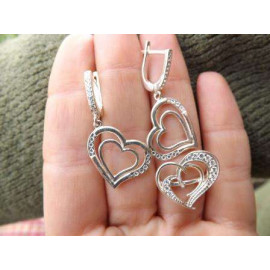 Гарнитур Серебряное Кольцо 15238 / Серебряные Серьги 25238