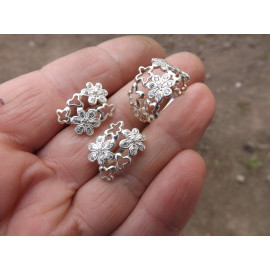 Гарнитур Серебряное Кольцо 15264 / Серебряные Серьги 25264