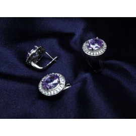 Гарнитур Серебряное Кольцо 15318 / Серебряные Серьги 25318