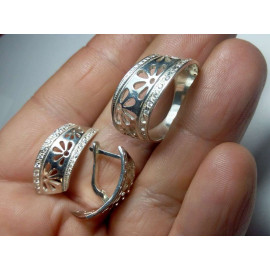 Гарнитур Серебряное Кольцо 15328 / Серебряные Серьги 25328