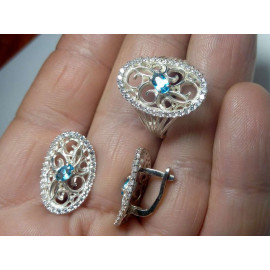 Гарнитур Серебряное Кольцо 15335 / Серебряные Серьги 25335