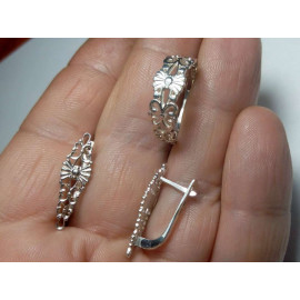 Гарнитур Серебряное Кольцо 15337 / Серебряные Серьги 25337