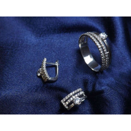 Гарнитур Серебряное Кольцо 15358 / Серебряные Серьги 25358