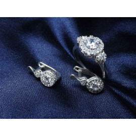 Гарнитур Серебряное Кольцо 15366 / Серебряные Серьги 25366