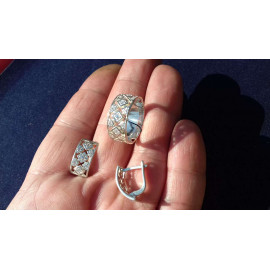 Гарнитур Серебряное Кольцо 15367 / Серебряные Серьги 25367