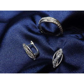 Гарнитур Серебряное Кольцо 15378 / Серебряные Серьги 25378