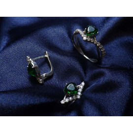 Гарнитур Серебряное Кольцо 15383 / Серебряные Серьги 25383