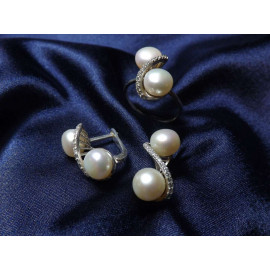 Гарнитур Серебряное Кольцо 15394 / Серебряные Серьги 25394