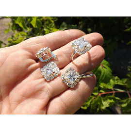 Гарнитур Серебряное Кольцо 15404 / Серебряные Серьги 25404