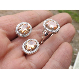 Гарнитур Серебряное Кольцо 15407 / Серебряные Серьги 25407