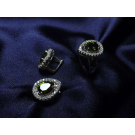 Гарнитур Серебряное Кольцо 15408 / Серебряные Серьги 25408