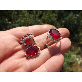 Гарнитур Серебряное Кольцо 15409 / Серебряные Серьги 25409