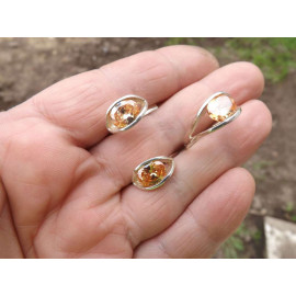 Гарнитур Серебряное Кольцо 15410 / Серебряные Серьги 25410