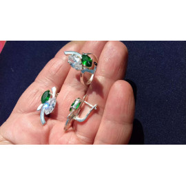 Гарнитур Серебряное Кольцо 15412 / Серебряные Серьги 25412