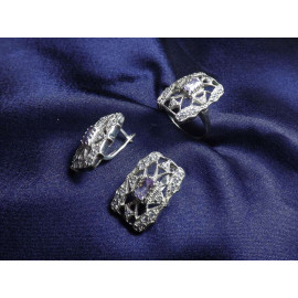 Гарнитур Серебряное Кольцо 15427 / Серебряные Серьги 25427